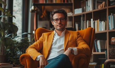 Businessperson in a relaxed yet professional setting, exemplifying a comfortable yet effective environment that promotes creativity, productivity, and work-life balance, Generative AI