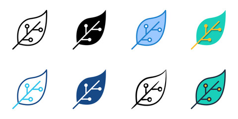 Green Tech Development icon set multiple style collection 
