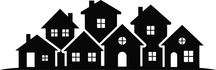 Houses Silhouette Vector – Group of Homes