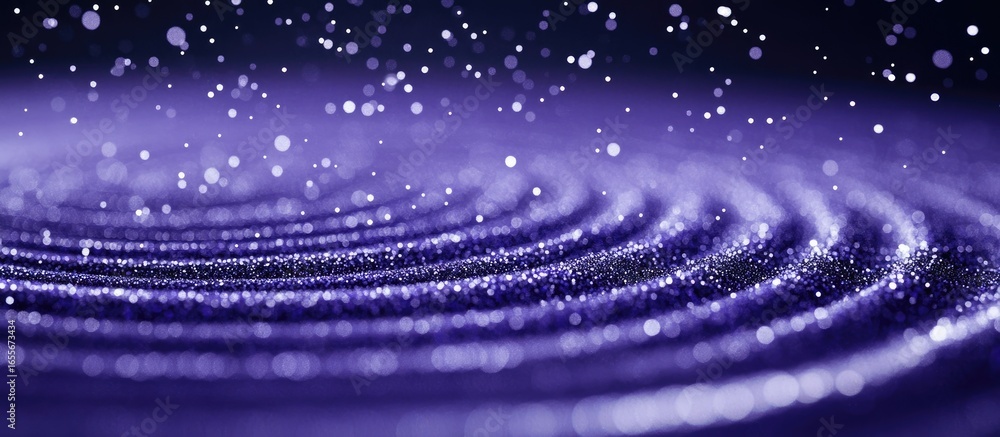 Poster dynamic purple glittering vortex with shimmering bokeh lights abstract background