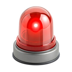 Red emergency warning light beacon isolated on transparent background
