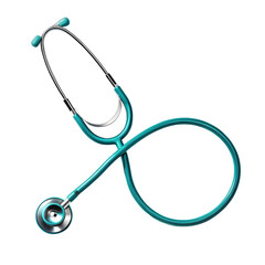 Teal stethoscope medical instrument isolated on transparent background