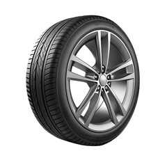 Car tire and alloy wheel isolated on transparent background