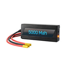 High capacity 6000mah lithium polymer battery pack with wires isolated on transparent background