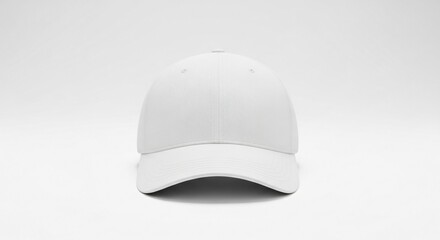 Fototapeta premium Blank white baseball cap perfect for custom branding and design mockups