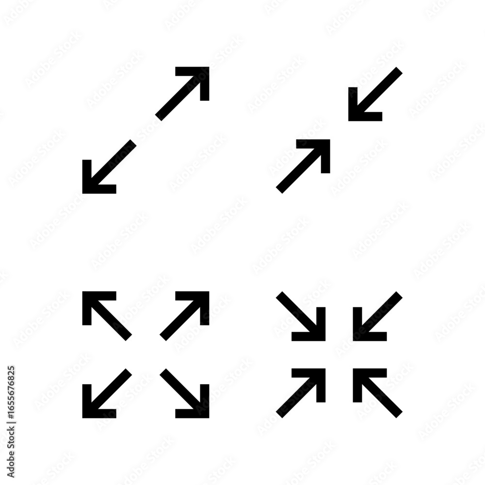 Aufkleber expand and collapse arrow icon. maximize and minimize screen symbol