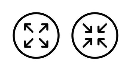 Expand and collapse screen icon in circular outline. Fullscreen and minimize arrows symbol © Ka Han