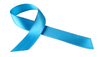 Blue ribbon isolated on transparent background symbolizes awareness and support for various causes, representing hope and solidarity