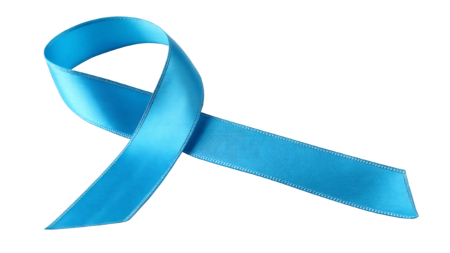Blue ribbon isolated on transparent background symbolizes awareness and support for various causes, representing hope and solidarity - Powered by Adobe