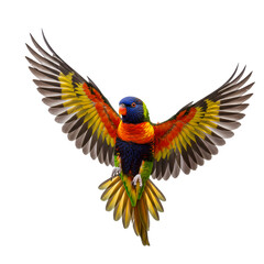 Fototapeta premium Rainbow Lorikeet in Flight: Vivid Bird Photography