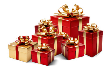Obraz premium festive Christmas gifts, presents boxes in row 3d