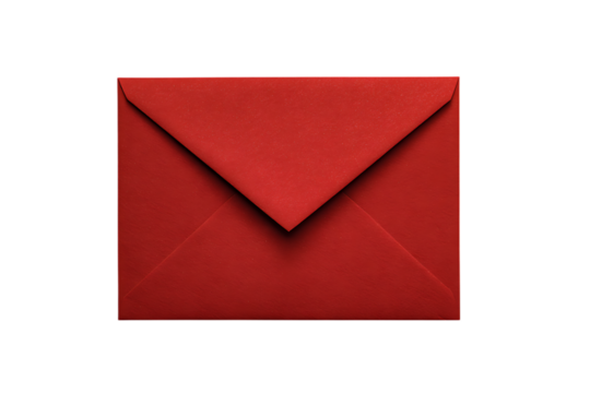 Red envelope isolated on black background.
