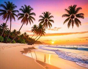 Obraz premium Tropical beach sunset paradise