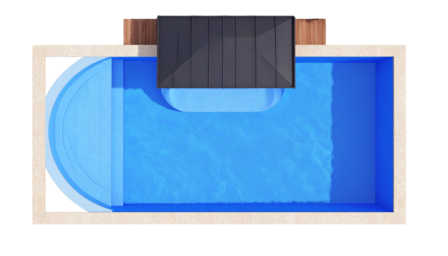 Relaxing Summer Pool with Clean Clear Water, Rectangular Design, Transparent Background PNG