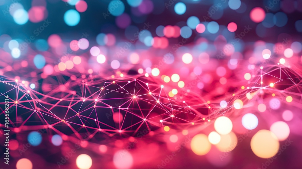 Poster abstract digital network design with glowing points and lines