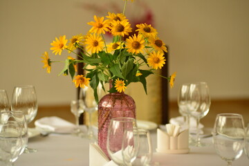 table setting with flowers