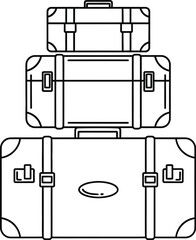 Stacked luggage vector travel baggage suitcase outline drawing