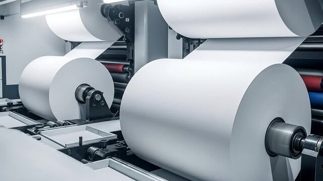 Paper rolls on industrial printing machine