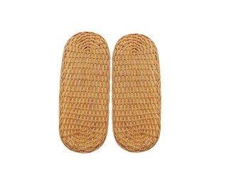 In the picture is the pattern and weaving of bamboo and light brown rattan. It is weaving for use...