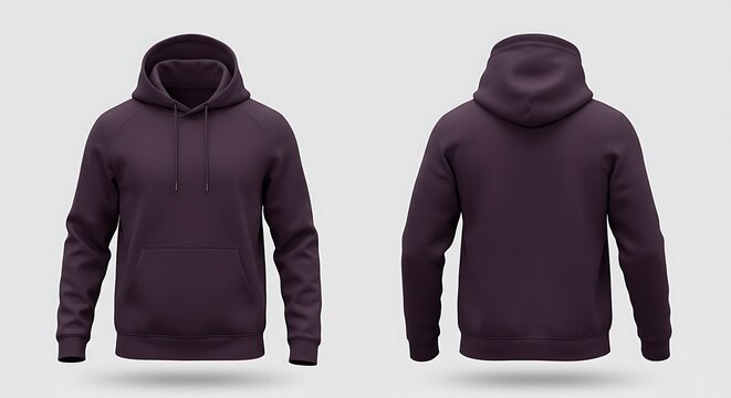 3D mockup of a dark purple color man hoodie
