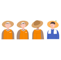 농부 캐릭터(남자+모자+농사+농업+사람)