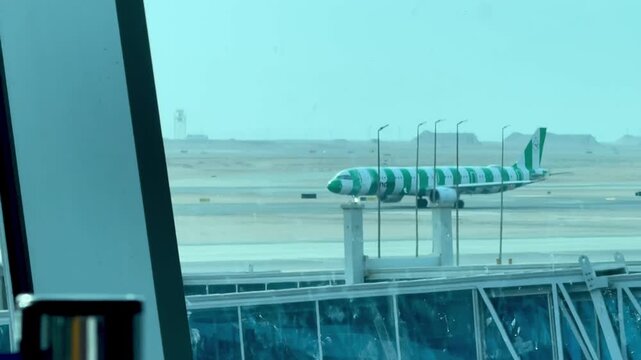 Hurghada, Egypt, August 10 2025. Passenger planes of the Russian airlines Egyptairlines are waiting for passengers to load at the airport of Hurghada. Airlane landing Hurghada. International airport 