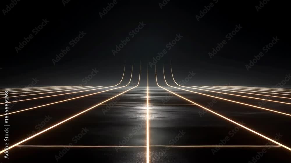 Poster futuristic grid with illuminated lines in a dark environment for conceptual imagery