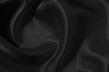 Obraz premium Black grey fabric texture background, detail of silk or linen pattern.