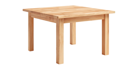 Light-colored wooden square table with four legs