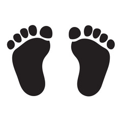 baby feet logo silhouette vector, baby foot logo icon vector silhouette, footprint vector illustration logo, silhouette of baby footprints icon vector silhouette design on white background