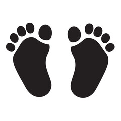 baby feet logo silhouette vector, baby foot logo icon vector silhouette, footprint vector illustration logo, silhouette of baby footprints icon vector silhouette design on white background