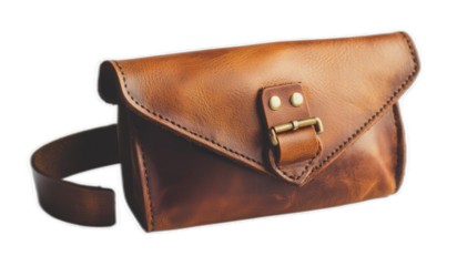 Stylish leather pouch designed for minimalist essentials, featuring secure closure and comfortable strap for easy carrying