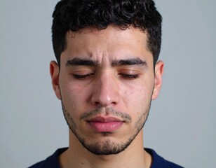 Obraz premium Close-up of a handsome young man with a serious expression 