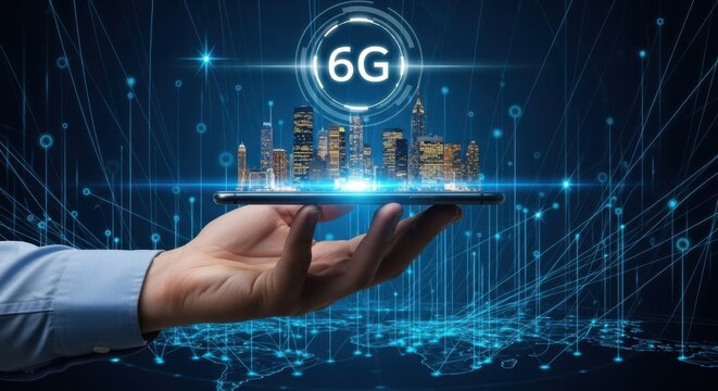 6G Technology Connecting Future City on Handheld Mobile Device Display