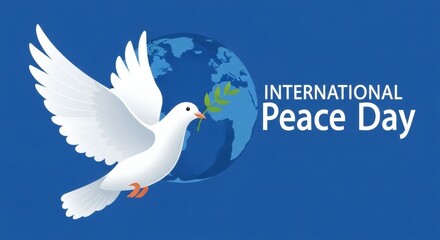 International peace day with a white dove flying in front of a globe symbolizing global harmony and hope for a peaceful world