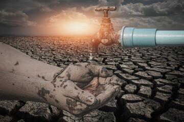 Severe water scarcity in drought-hit areas with deep cracked ground and empty wells.