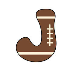 J American football cute typography alphabet letter sport for kid back to school bulletin board