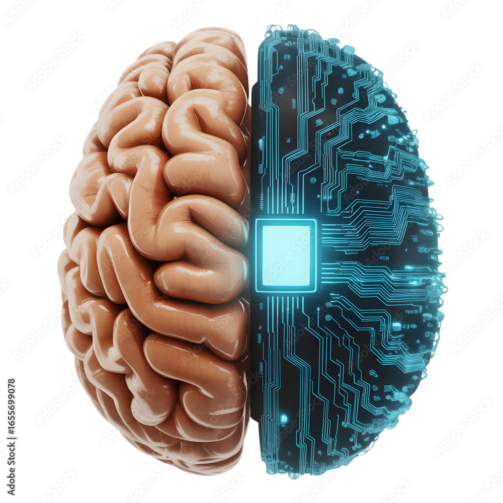 Aufkleber experience the future of thought with a human brain fused with advanced digital circuitry