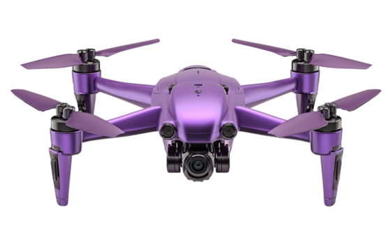 Purple Multi Rotor Drone with Four Propellers Aerial View White Background PNG