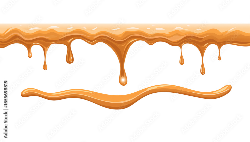 Poster caramel dripping with a transparent space for text, perfect for design elements or creative