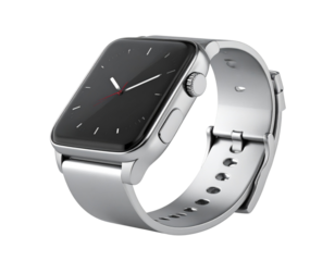 Angled Side View Smartwatch Showing Curved Screen and Strap, Transparent PNG
