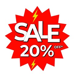 Sale special offer price tag vector, sale icon red 