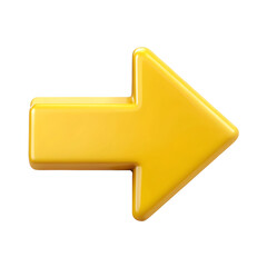 realistic yellow arrow in cartoon 3d style isolate