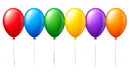 Glossy Balloons Pack – Multicolor Transparent PNG