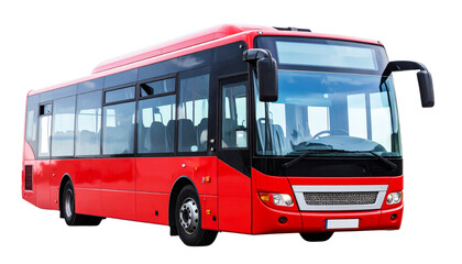 Front View of Traditional Red Double-Decker City Bus, Isolated on Transparent Background PNG