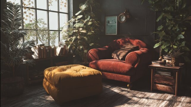 trendy furniture in small cozy living room no logos no brands ar 169