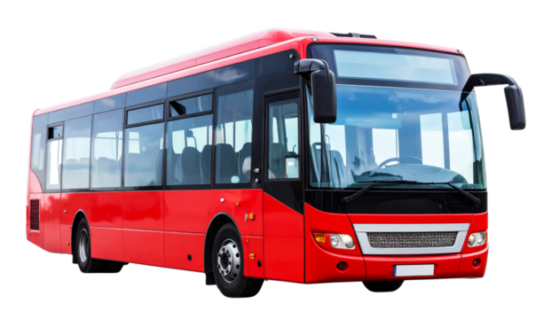 Front View of Traditional Red Double-Decker City Bus, Isolated on Transparent Background PNG