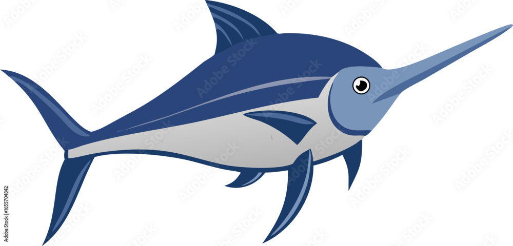 Poster illustration of a swordfish with a pointed nose isolated on white background isolated on transparent