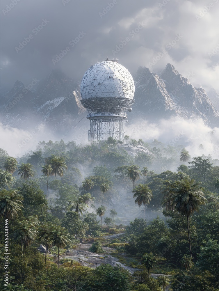 Poster envision a futuristic realm where an aidriven weather prediction system stands as a sentinel of atmo