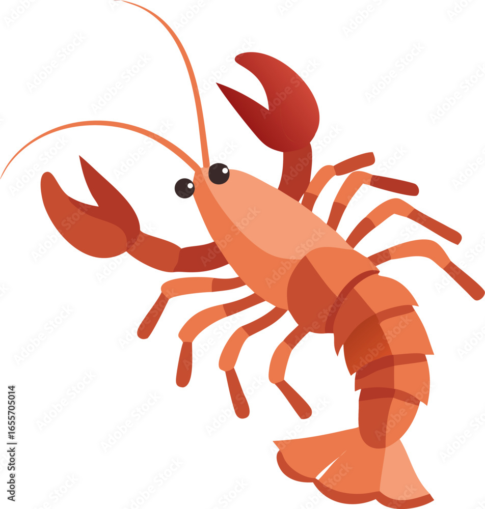 Poster lobster with extended antennae side profile isolated on white background isolated on transparent bac